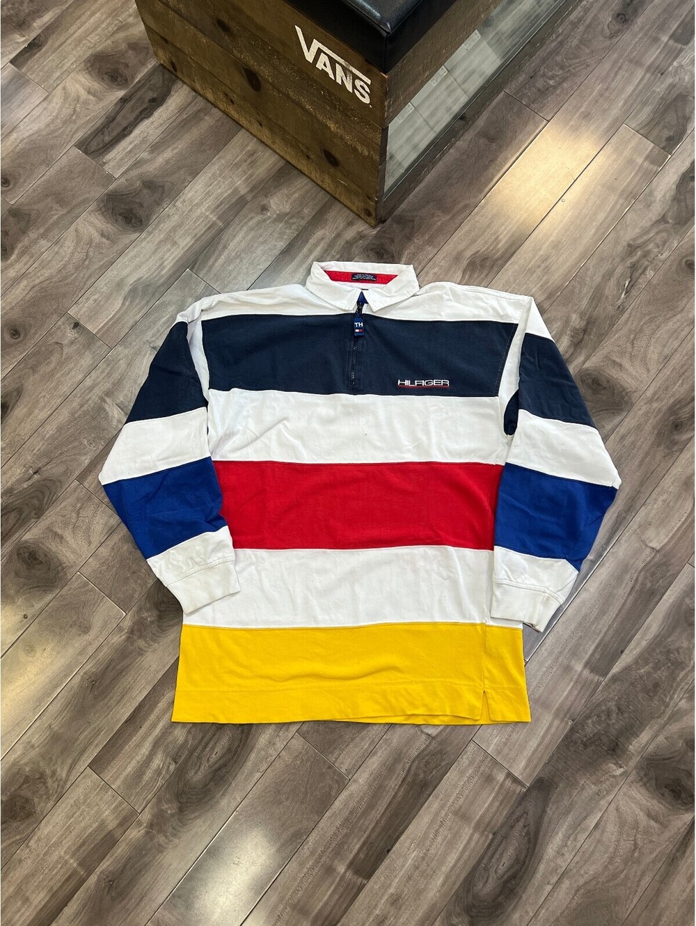 Vintage 90s Tommy Hilfiger Color Block Rugby Quarter Zip